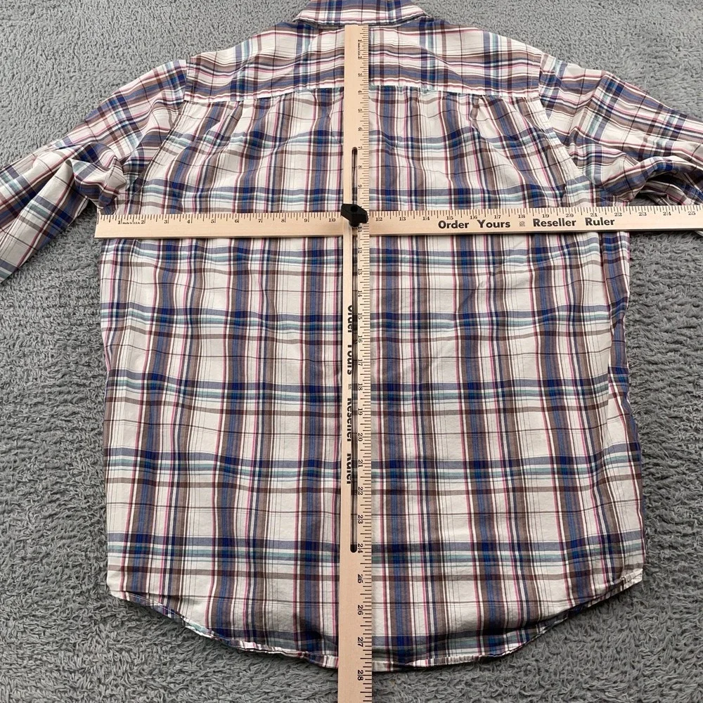 Banana Republic Shirt Mens Medium Multicolor Plaid Lightweight Cotton 15 15.5